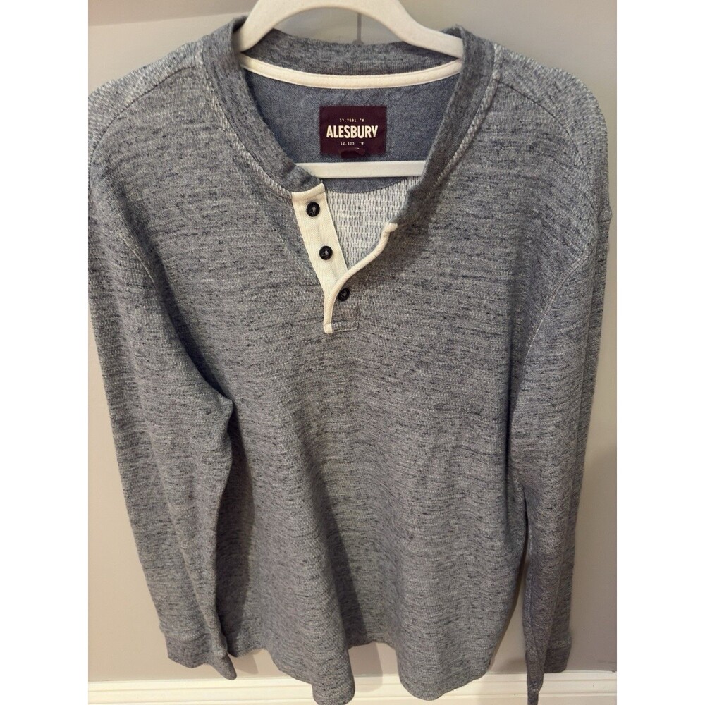 Alesbury Men's Heritage Style Henley Thermal  Shirt Sz XL Gray 1/4 Zip Elevarted